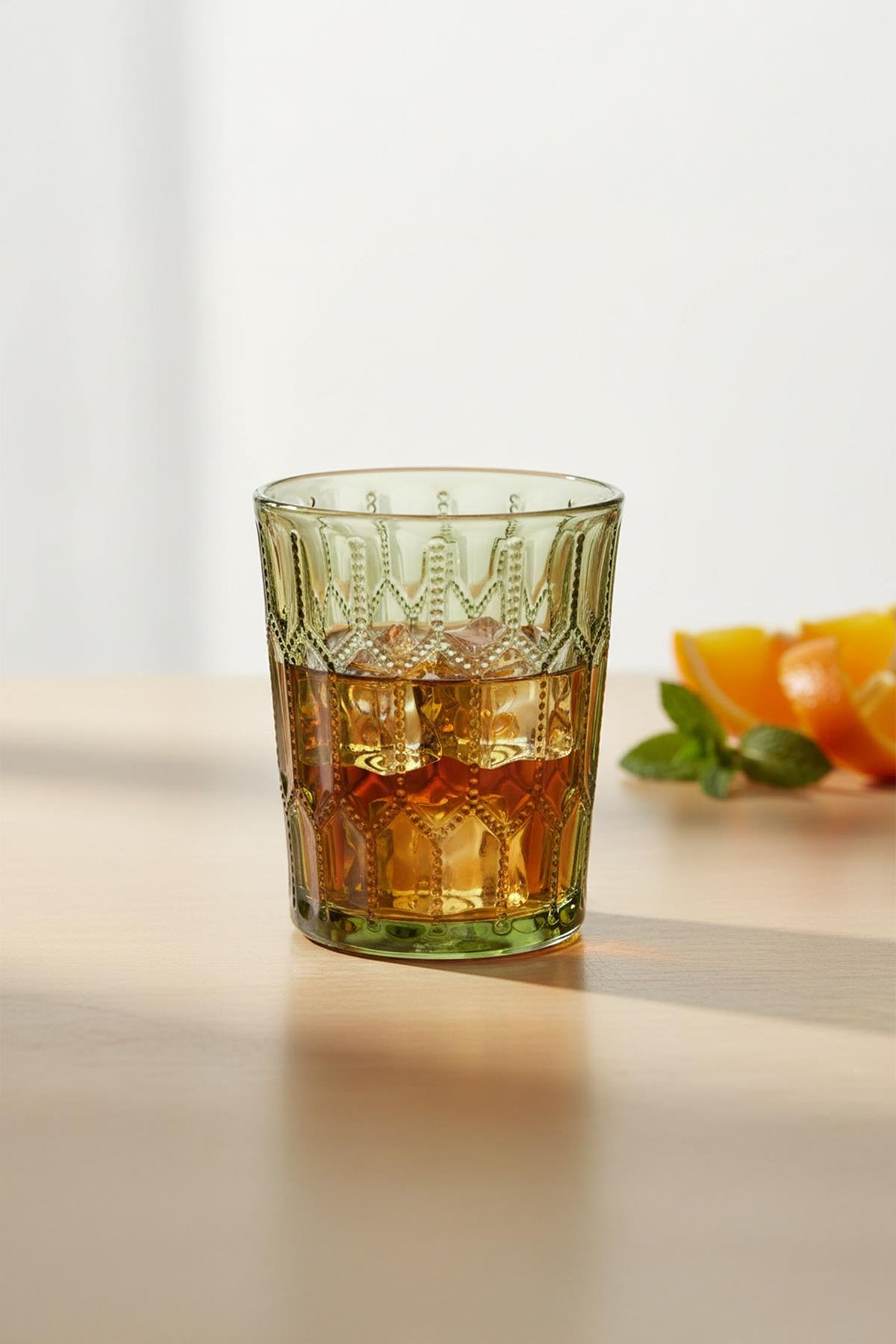 Lucky Art Almera Cam Su Bardağı Seti Yeşil 4 Parça