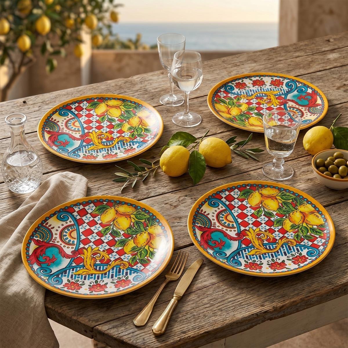Lucky Art Lemozia Melamin Servis Tabak Seti 4'lü 23 Cm - LYBF 016