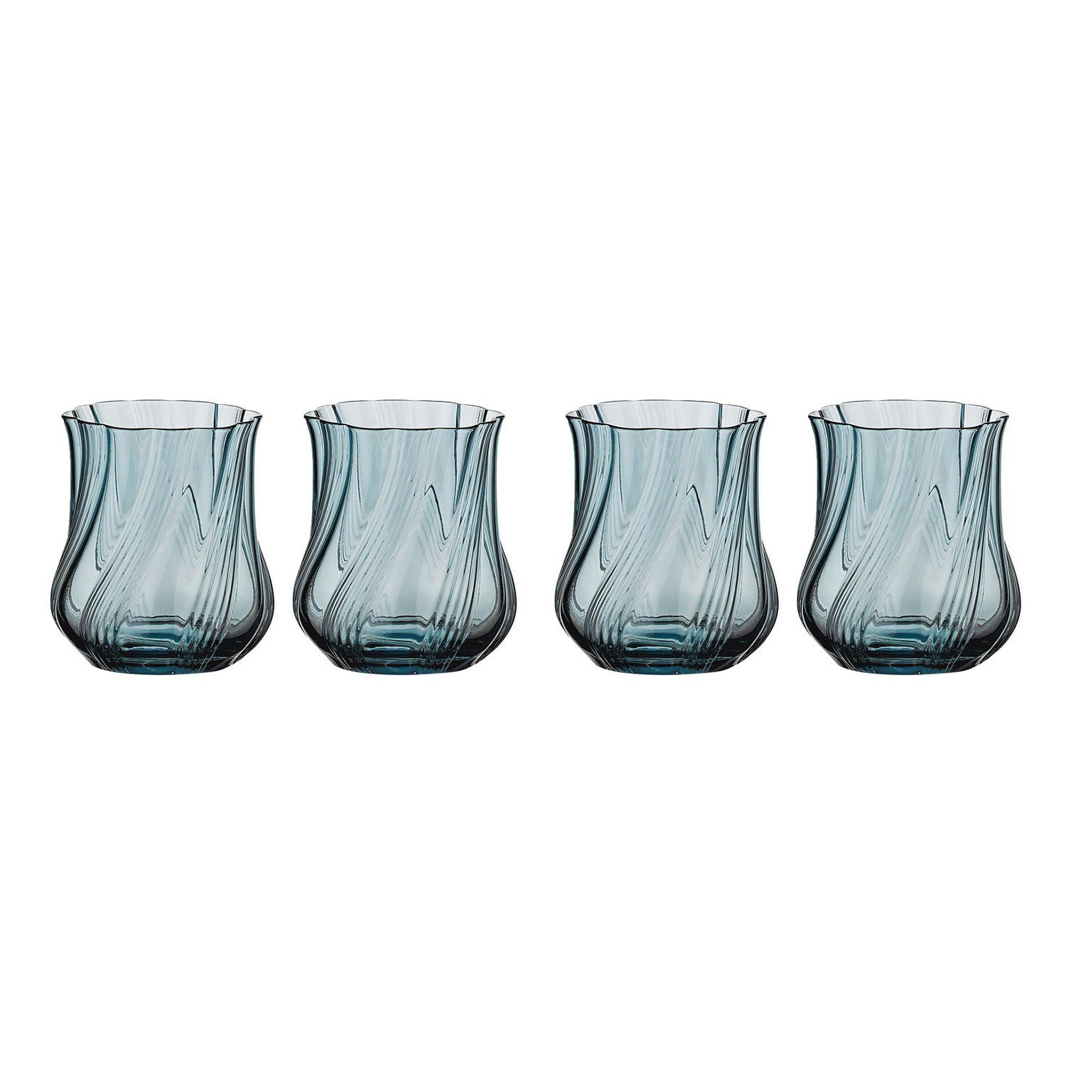 Lucky Art Luzia Cam Su Bardağı Seti Mavi 350 Ml 4 Parça - LYSO 110