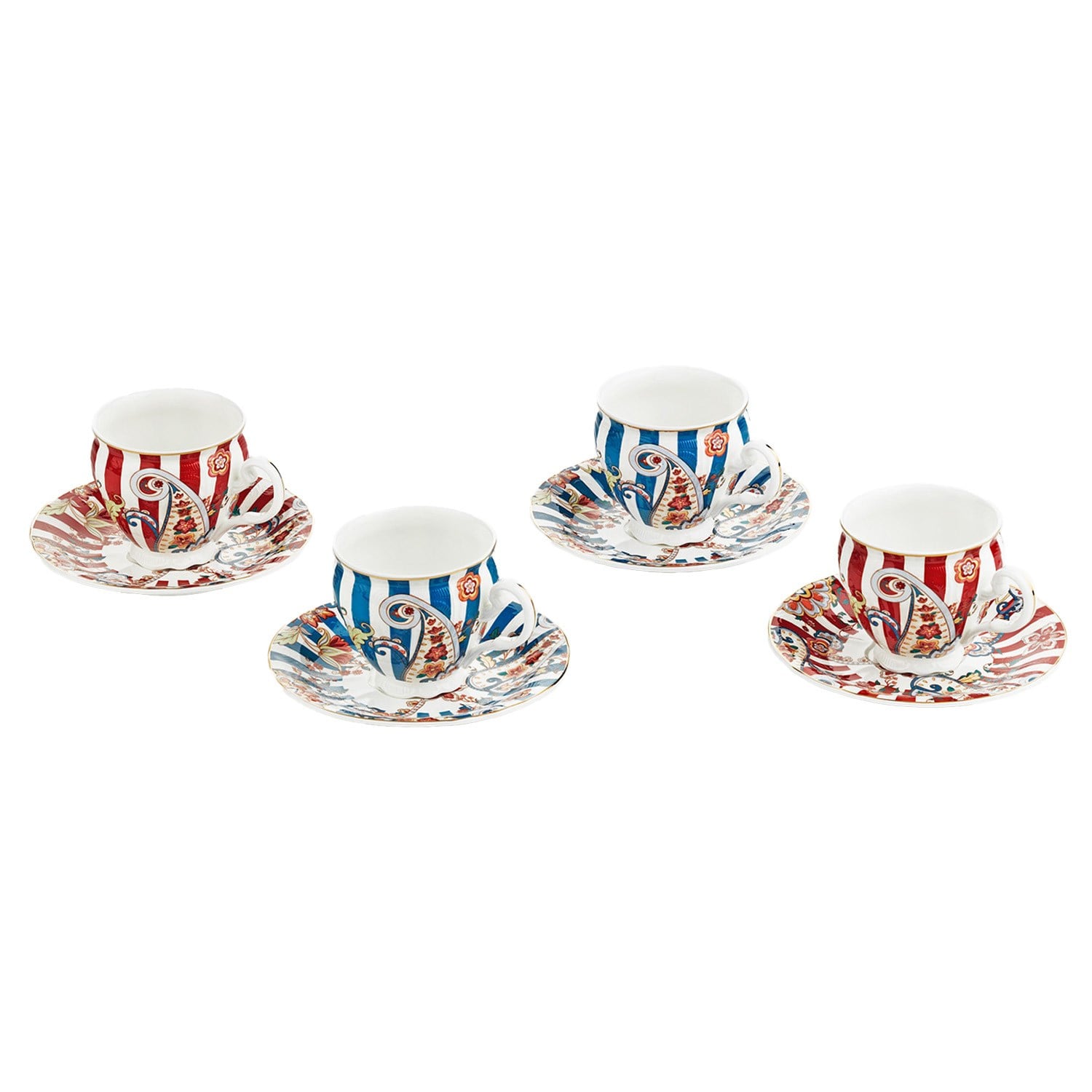 Lucky Art Paisley Bone Çay Fincan Takımı 4'lü - 