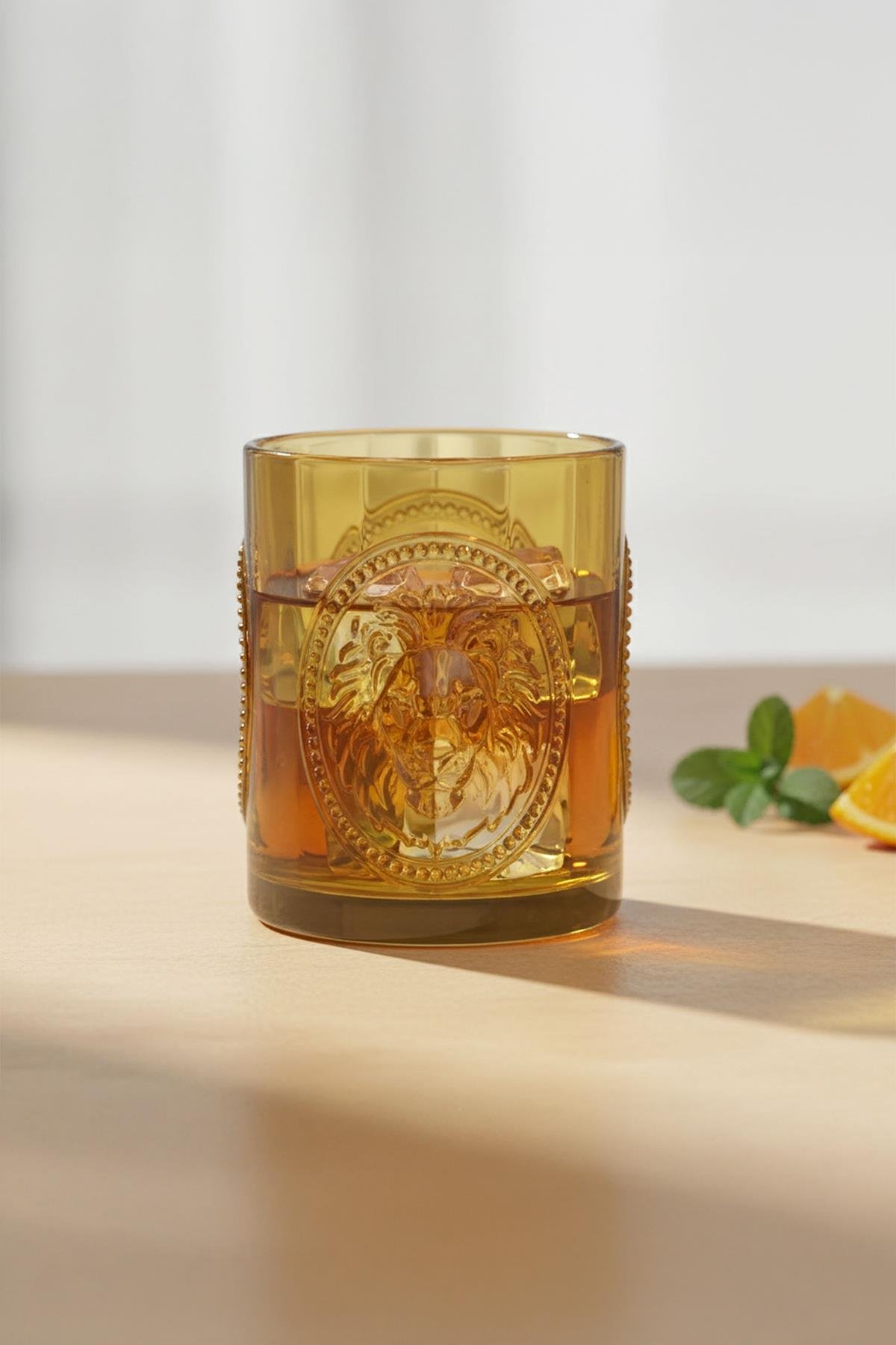 Lucky Art Palmera Cam Su Bardağı Seti Amber 4 Parça