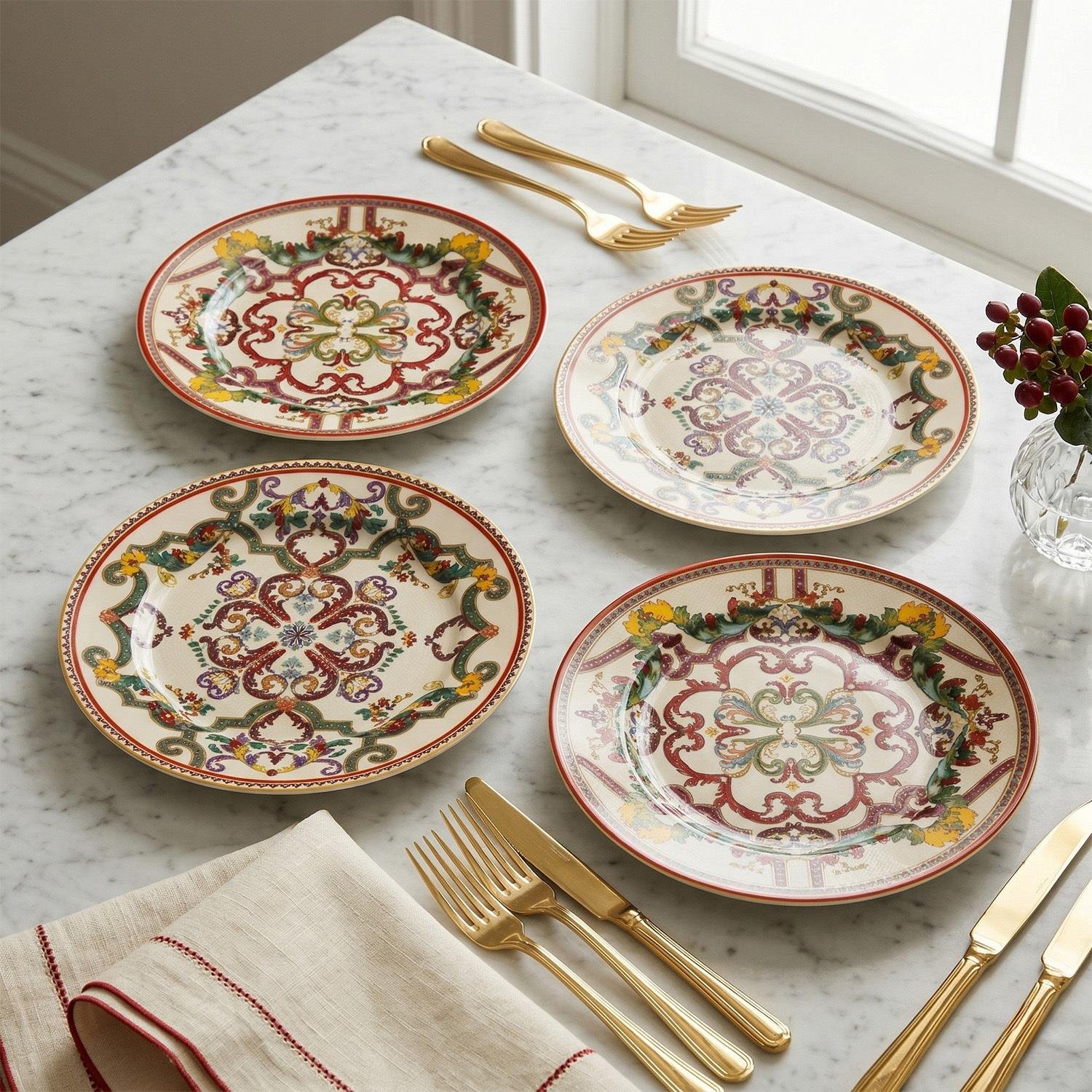 Lucky Art Velora Bone Pasta Tabak Seti 4'lü 20 Cm - LYHD 757