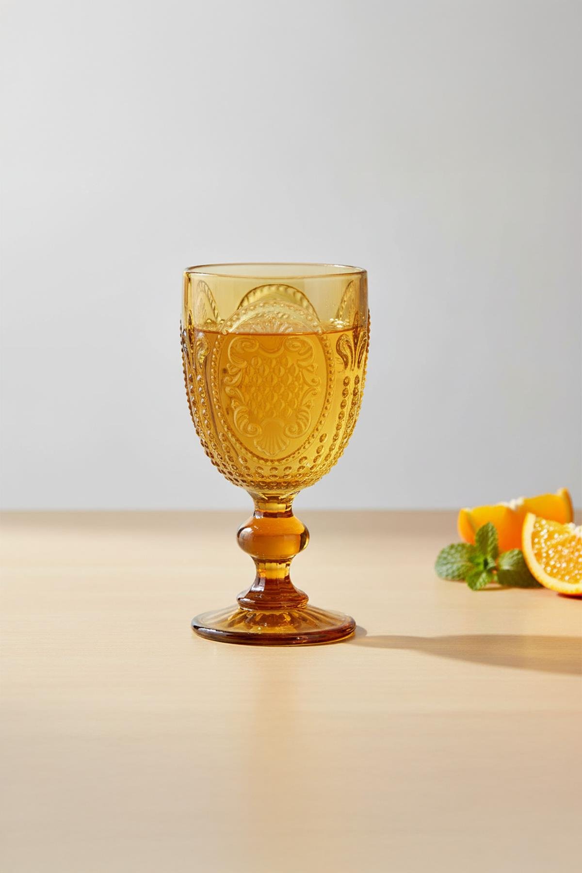 Lucky Art Velora Cam Kadeh Seti Amber 4 Parça