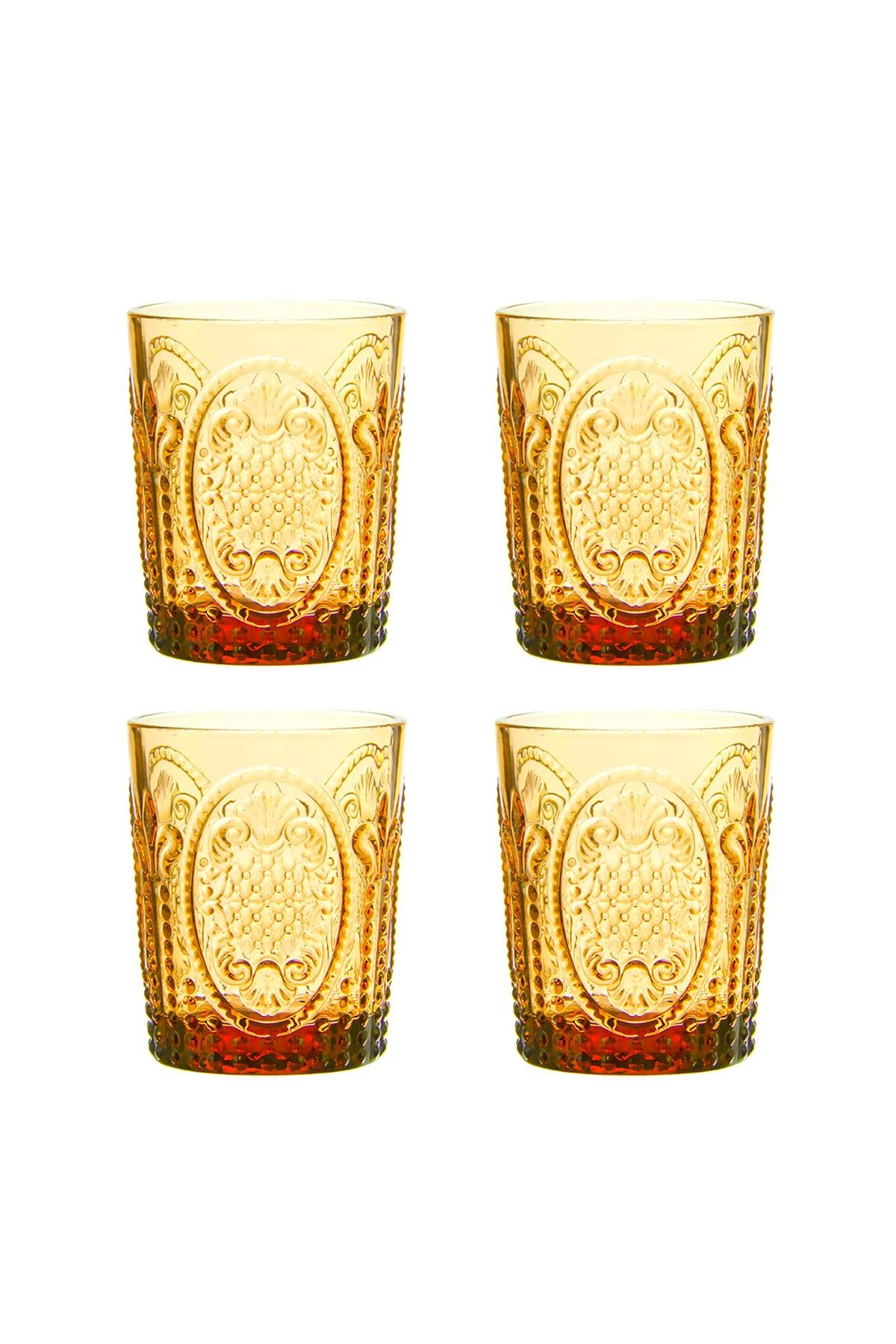 Lucky Art Velora Cam Su Bardağı Seti Amber 4 Parça