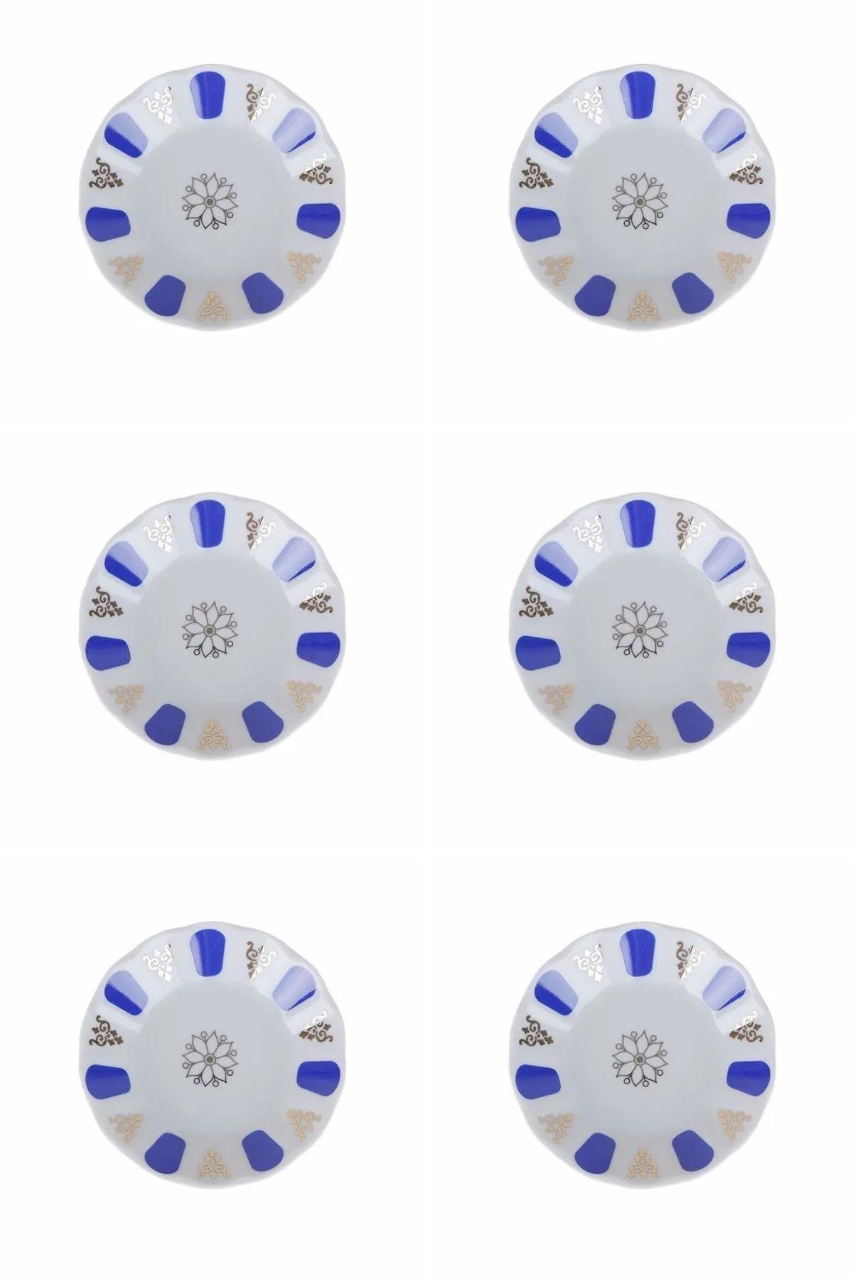 Porland 6'lı Mavi Yaldızlı Çay Tabak