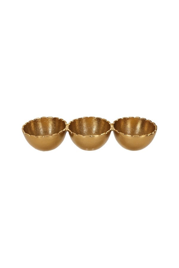 Porland Amora 3 Göz Altın Rengi Dekoratif Tabak 5x11x33 cm - 04STY011783