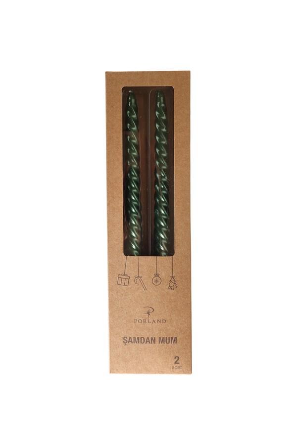 Porland Christmas Glow Şamdan Mum Yeşil 2'li 25 cm - 04STY011891