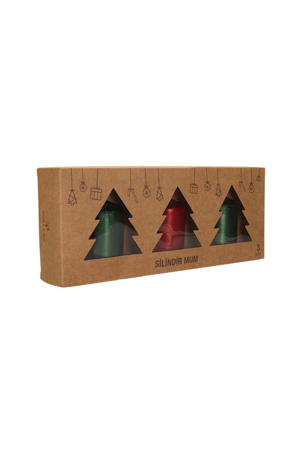 Porland Christmas Glow Silindir Mum 3'lü - 04STY011881