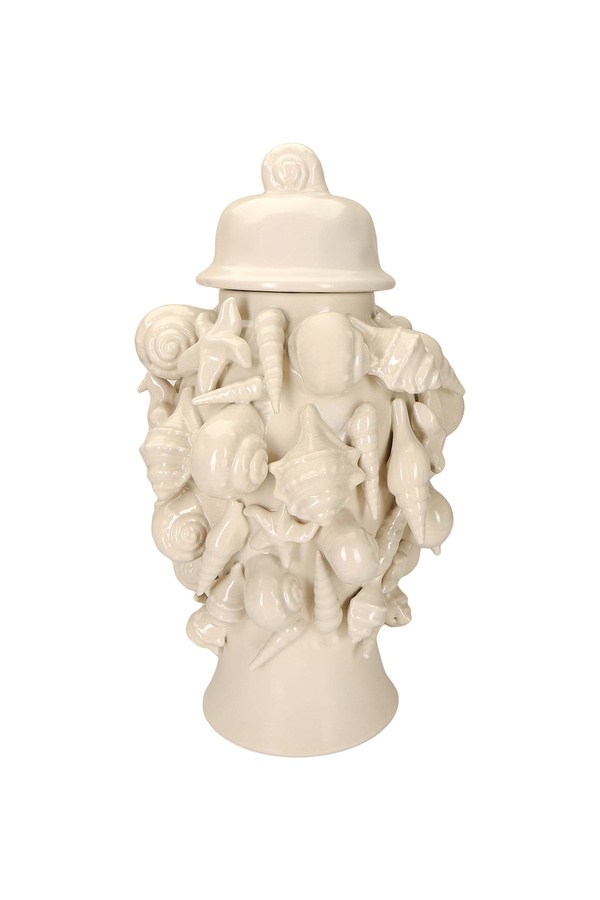 Porland Deniz Kabuğu Kapaklı Vazo 22x22x42 cm - 04STY012026