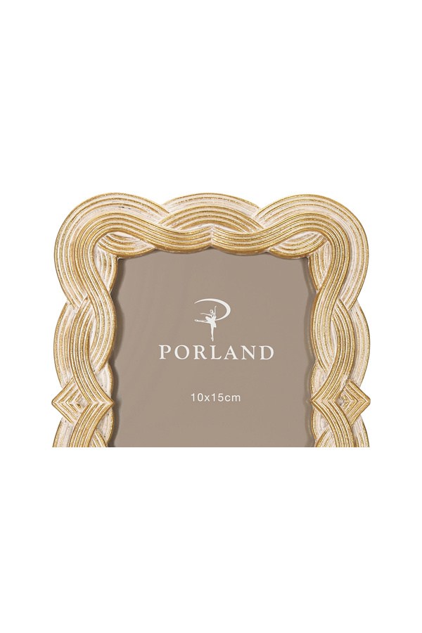Porland Ellen Beyaz&Altın Rengi Polyresin Çerçeve 10x15 cm - 04STY012489