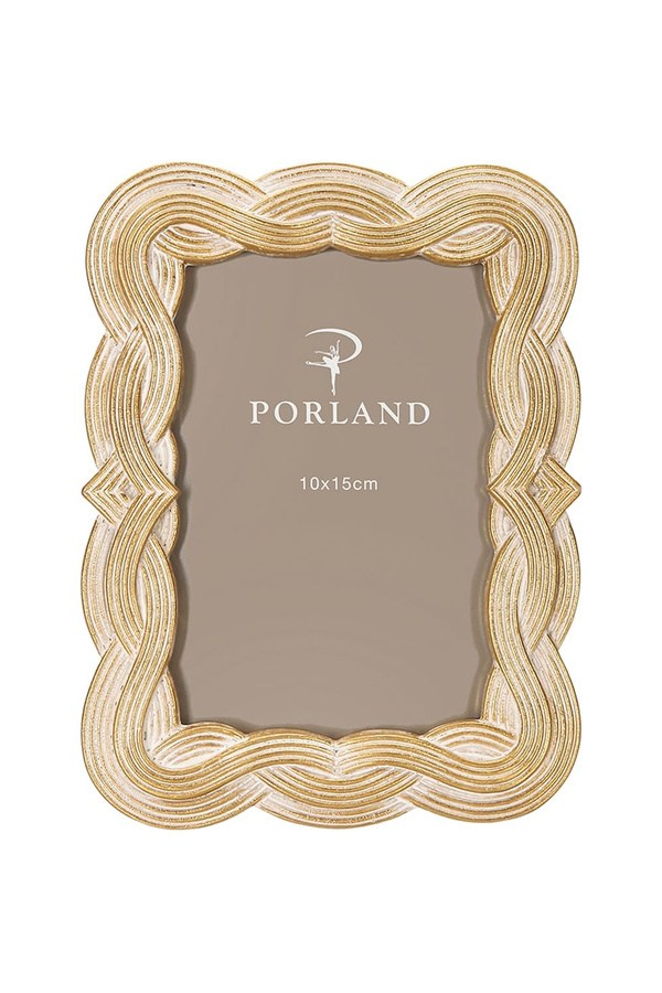Porland Ellen Beyaz&Altın Rengi Polyresin Çerçeve 10x15 cm - 04STY012489