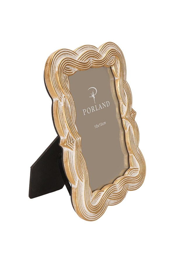 Porland Ellen Beyaz&Altın Rengi Polyresin Çerçeve 10x15 cm - 04STY012489