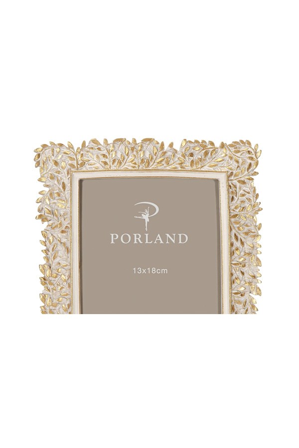Porland Liona Beyaz&Altın Rengi Polyresin Çerçeve 13x18 cm - 04STY012472