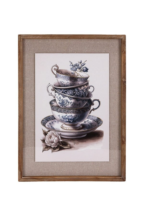 Porland Mavi Fincan Tablo 40x3x56 cm - 04STY011433