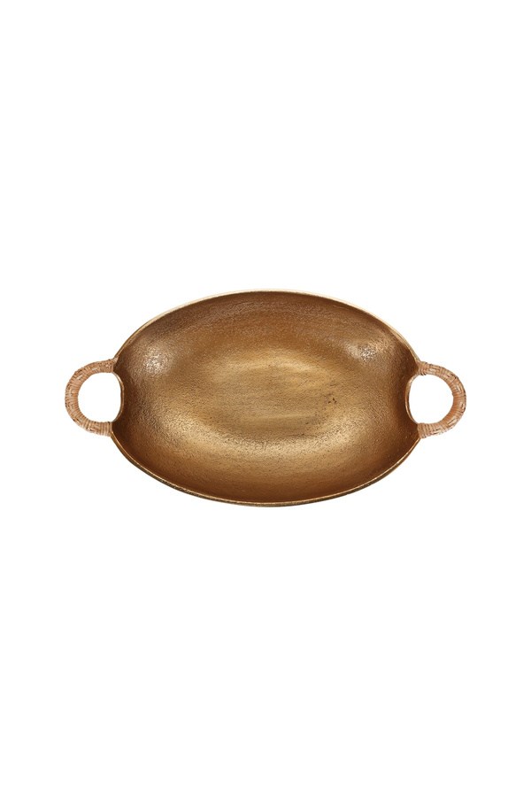 Porland Milos Altın Rengi Oval Derin Tepsi 40x23x9 cm - 04STY011806