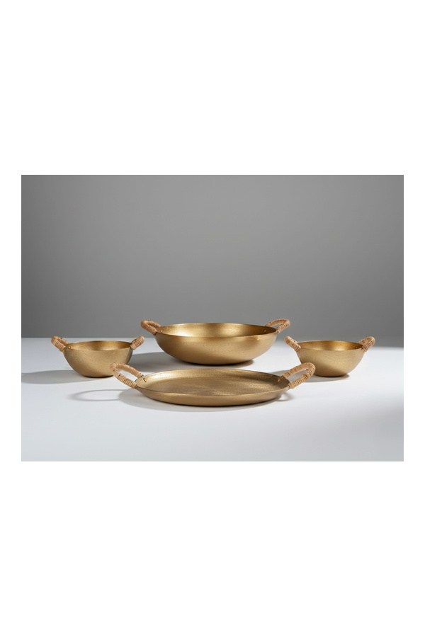 Porland Milos Altın Rengi Tepsi 28x38x6 cm - 04STY011807