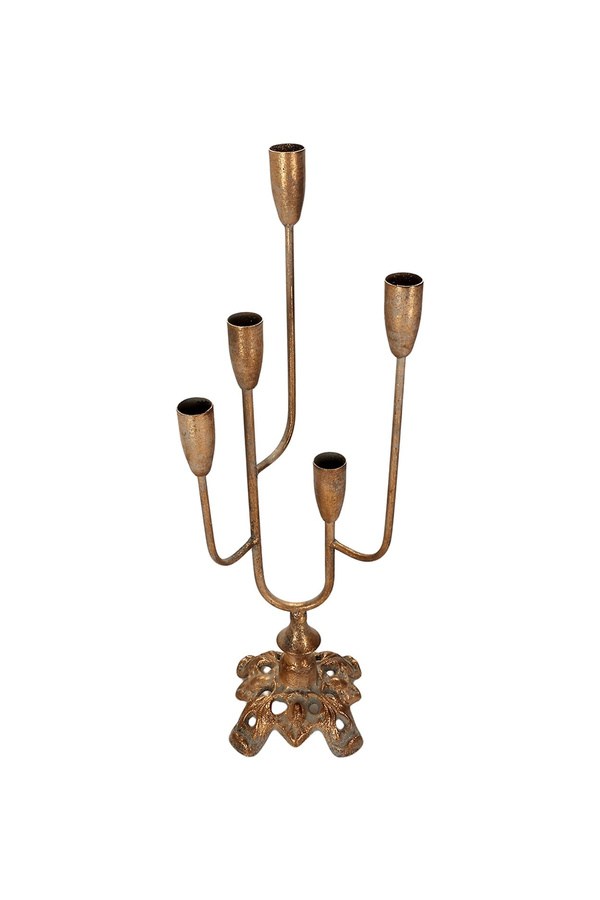 Porland Noor Altın Rengi 5 Kollu Şamdan 50 cm - 04STY011239