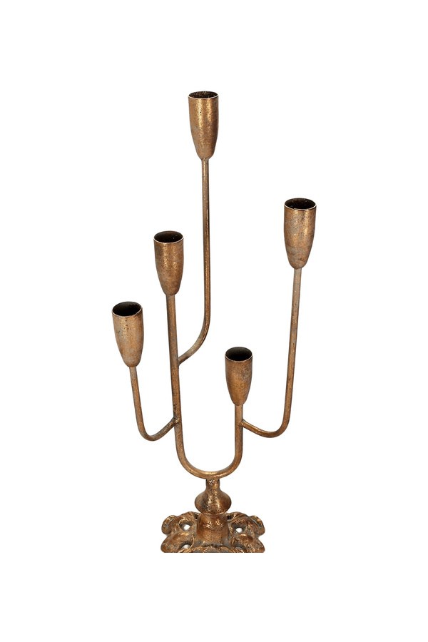 Porland Noor Altın Rengi 5 Kollu Şamdan 50 cm - 04STY011239