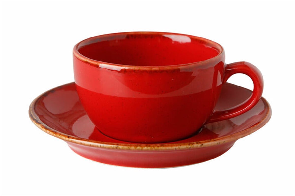 Porland Seasons Kırmızı Tabaklı Çay Fincan 207 Cc