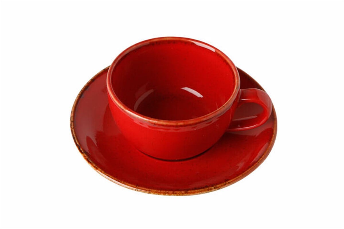Porland Seasons Kırmızı Tabaklı Çay Fincan 207 Cc