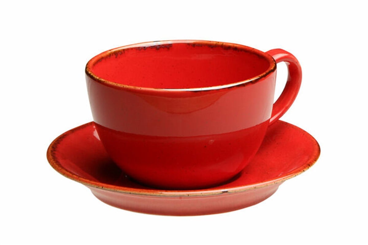 Porland Seasons Kırmızı Tabaklı Çay Fincan 207 Cc