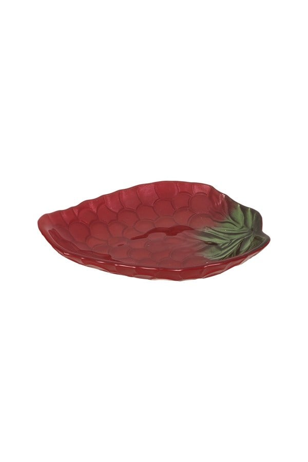 Porland Üzüm Cam Çerezlik Bordo-Yeşil 16 Cm - 04STY012090