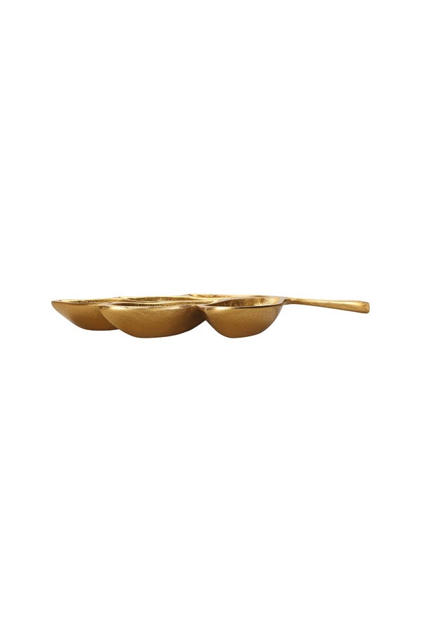 Porland Yaprak 5 Gözlü Altın Dekoratif Tabak 3x17x28 Cm - 04STY011770
