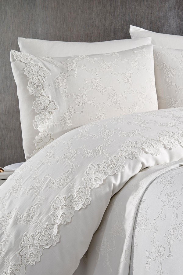 Royal Nazik Astene Nevresim Pike Set Çift Kişilik Krem - 1STK1-000156