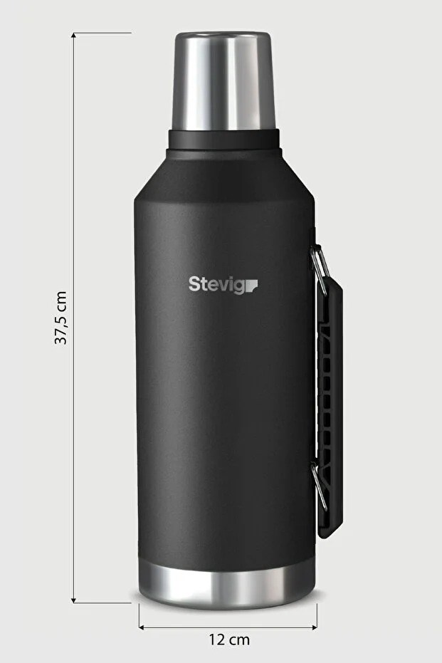 Stevig 1 Camper Klasik Kulplu Sızdırmaz Çelik Termos Black 2.2 lt - 961110007273