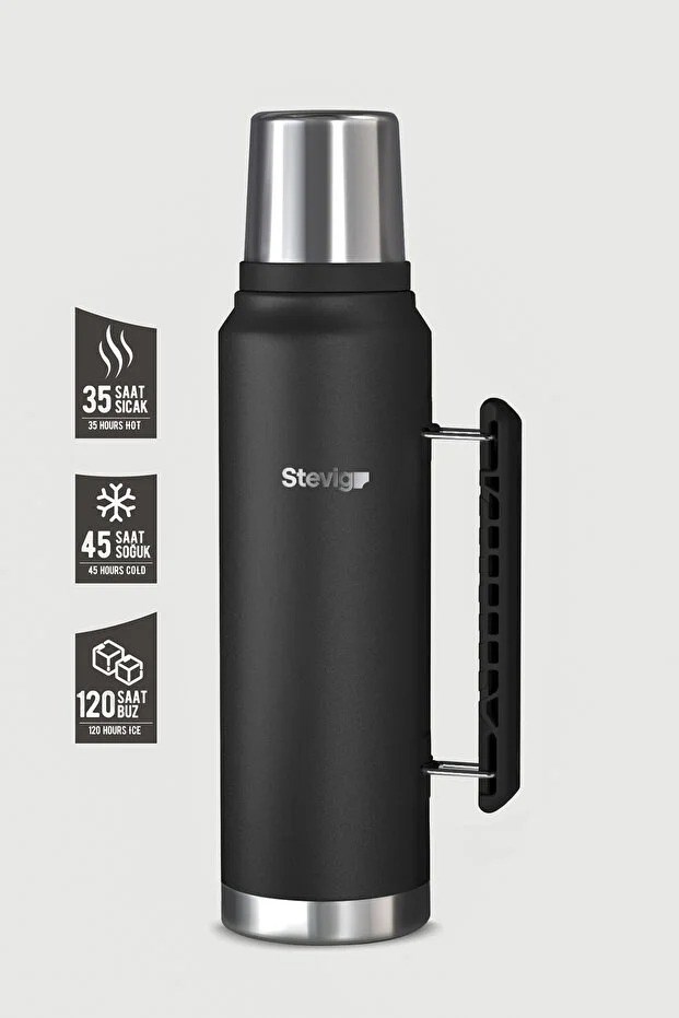 Stevig 1 Camper Klasik Kulplu Sızdırmaz Çelik Termos Black 1.2 lt - 961110007268