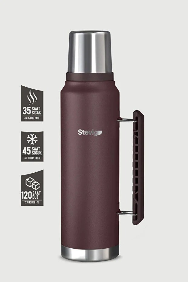 Stevig 1 Camper Klasik Kulplu Sızdırmaz Çelik Termos Dark Plum 1.2 lt - 961110007269