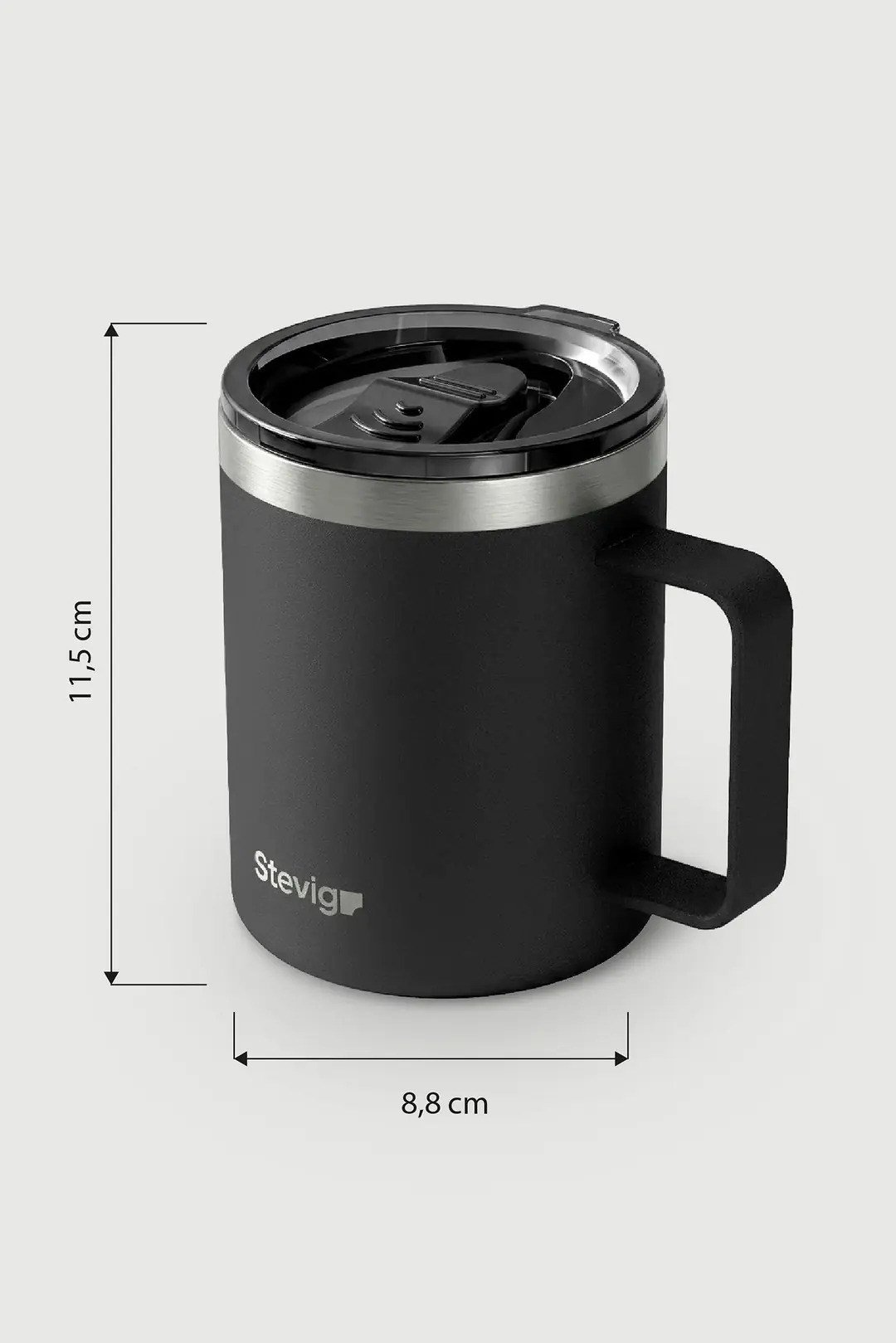 Stevig 1 Cap Daily Mug Kupa Çelik Termos Black 350 ml - 961110007276