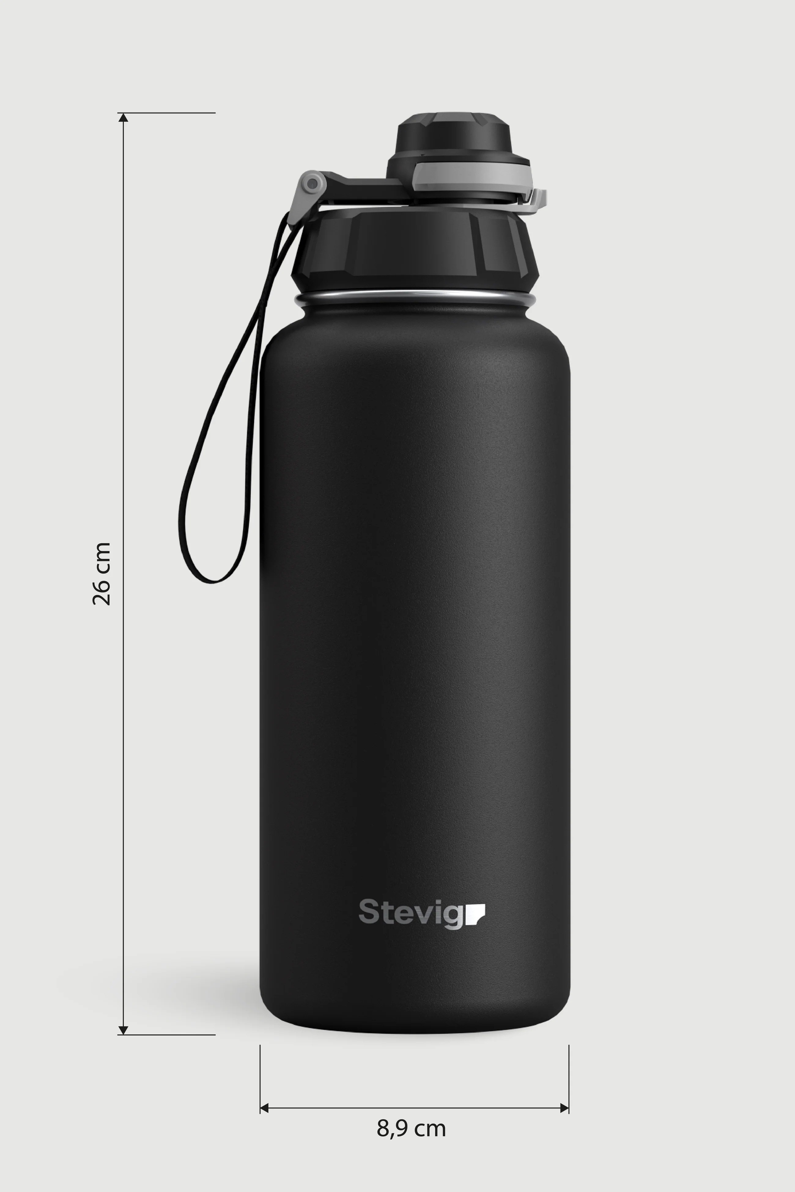 Stevig 1 Hand Leak-Proof Sızdırmaz Çelik Termos Black 1000 ml - 961110003286