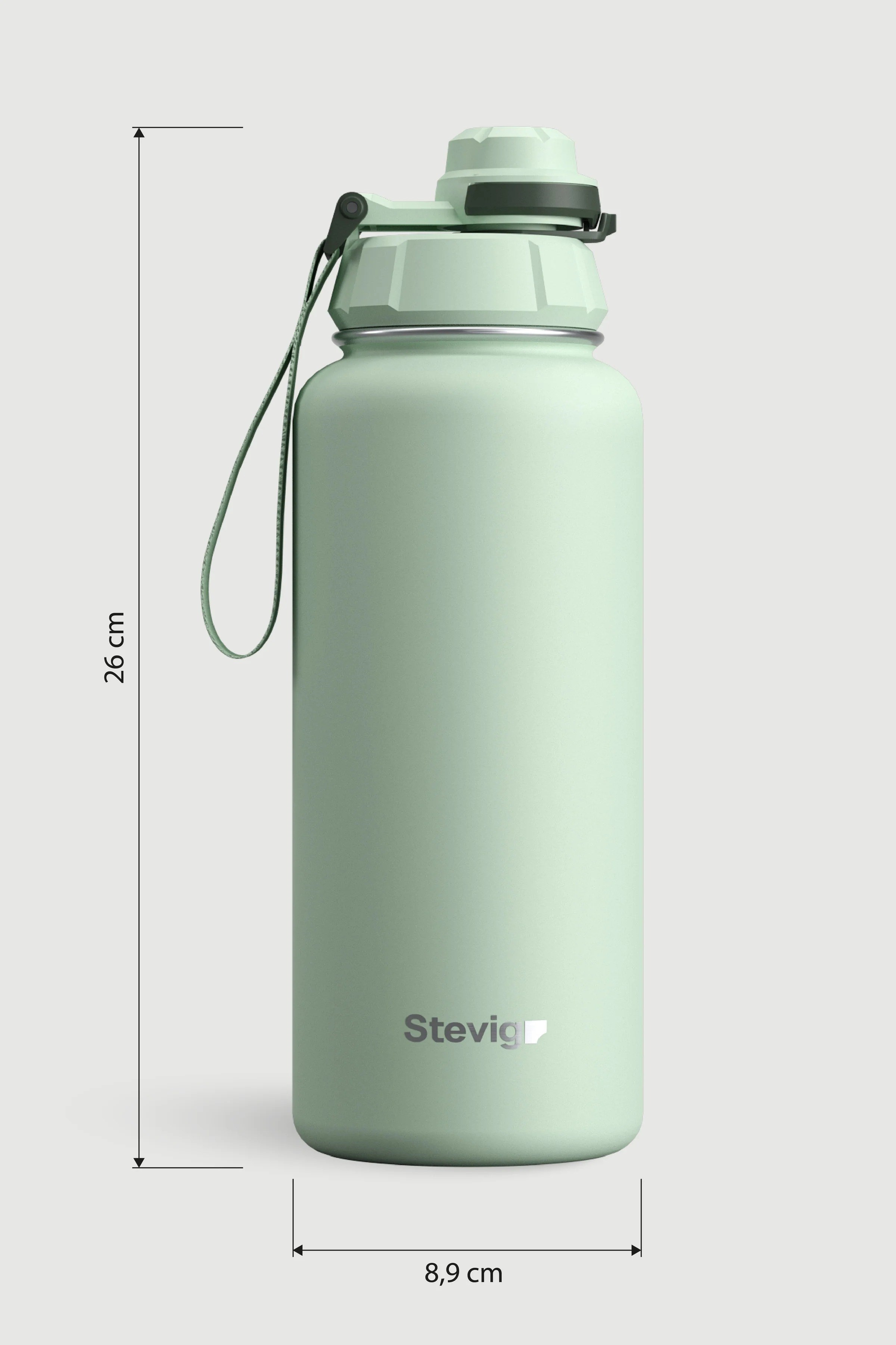 Stevig 1 Hand Leak-Proof Sızdırmaz Çelik Termos Smoke Green 1000 ml - 961110004967
