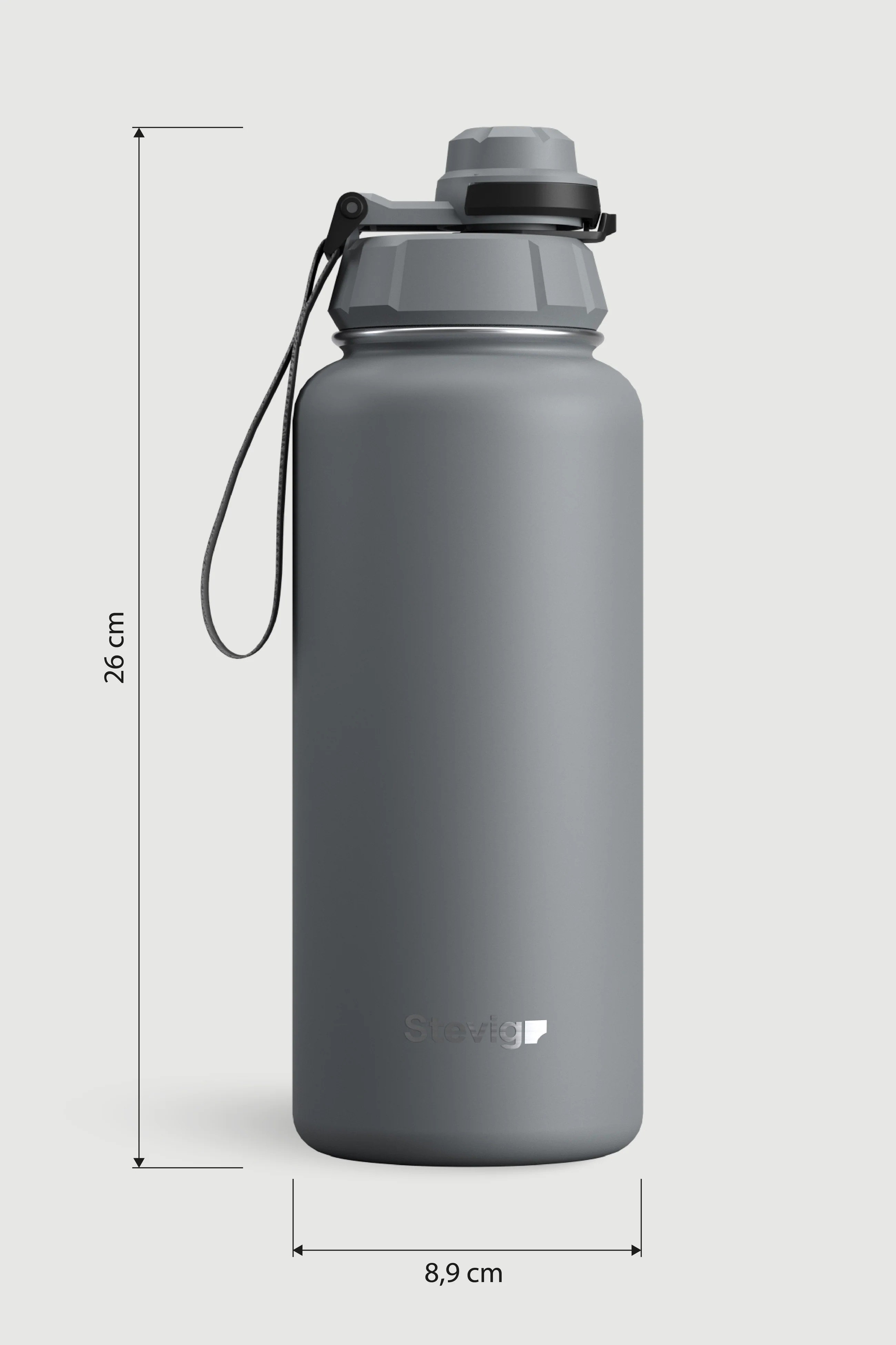 Stevig 1 Hand Leak-Proof Sızdırmaz Çelik Termos Grey 1000 ml - 961110004964
