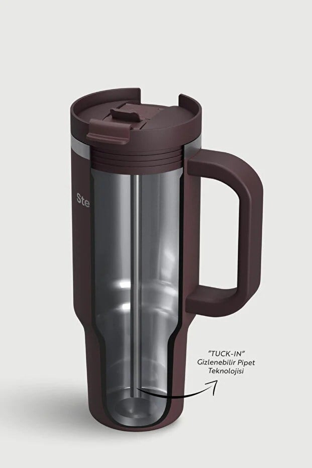 Stevig 2 Moods Tuck-In Tumbler Sızdırmaz Çelik Termos Chocolate Plum 900 ml - 961110005679