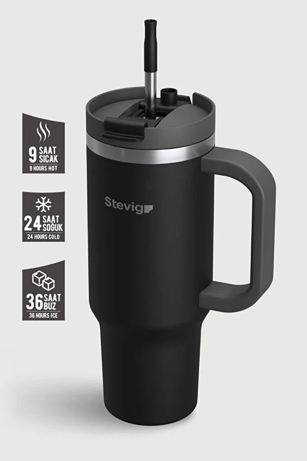 Stevig 2 Moods Tuck-In Tumbler Sızdırmaz Çelik Termos Black 900 ml - 961110005676