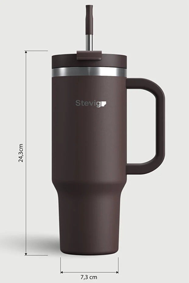Stevig 2 Moods Tuck-In Tumbler Sızdırmaz Çelik Termos Chocolate Plum 900 ml - 961110005679