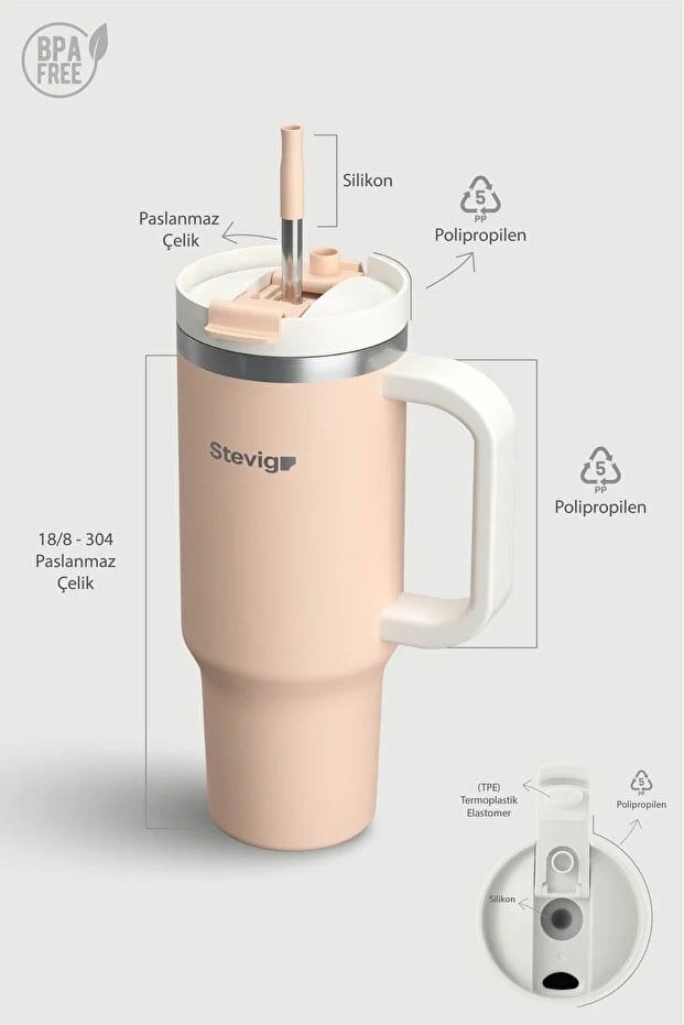 Stevig 2 Moods Tuck-In Tumbler Sızdırmaz Çelik Termos Bisque 900 ml - 961110005681