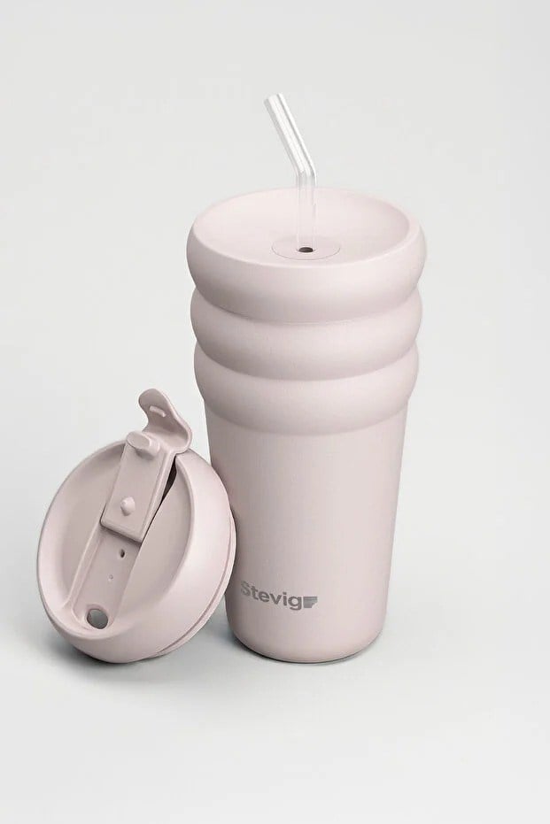 Stevig 3 Bubble Two-Cap Straw Tumbler Çelik Termos Soft Quartz 600 ml - 961110005674