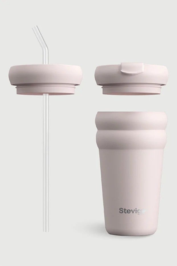 Stevig 3 Bubble Two-Cap Straw Tumbler Çelik Termos Soft Quartz 600 ml - 961110005674