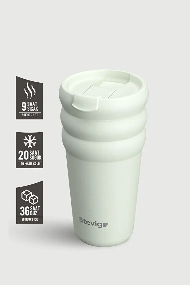 Stevig 3 Bubble Two-Cap Straw Tumbler Çelik Termos Lightest Sky 600 ml - 961110005675