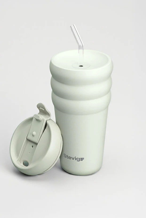 Stevig 3 Bubble Two-Cap Straw Tumbler Çelik Termos Lightest Sky 600 ml - 961110005675