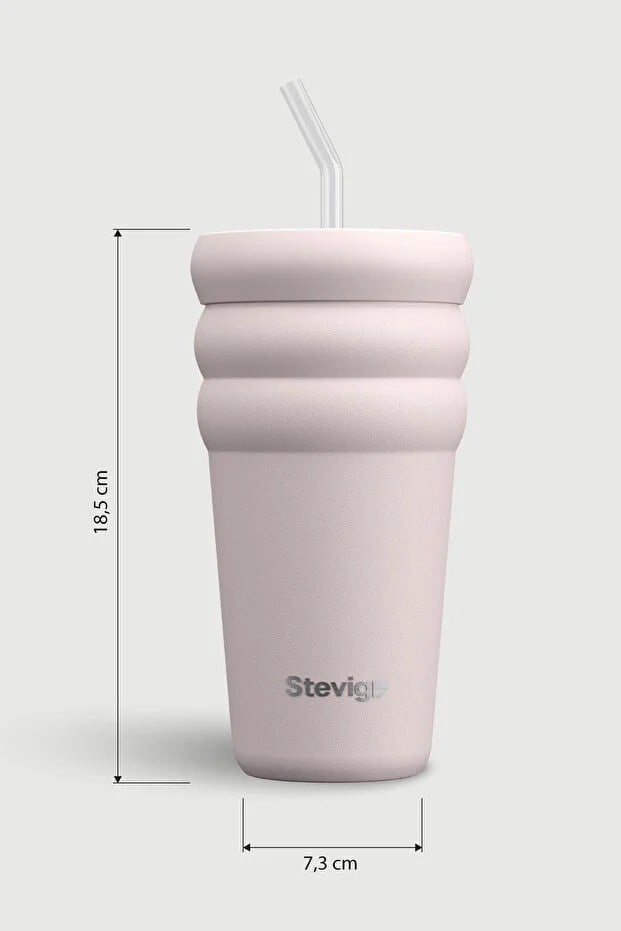 Stevig 3 Bubble Two-Cap Straw Tumbler Çelik Termos Soft Quartz 600 ml - 961110005674