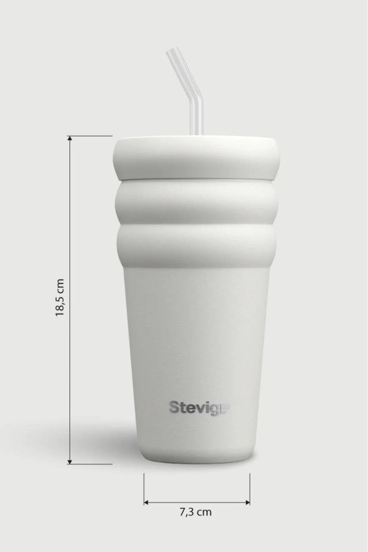 Stevig 3 Bubble Two-Cap Straw Tumbler Çelik Termos White Stone 600 ml - 961110005672