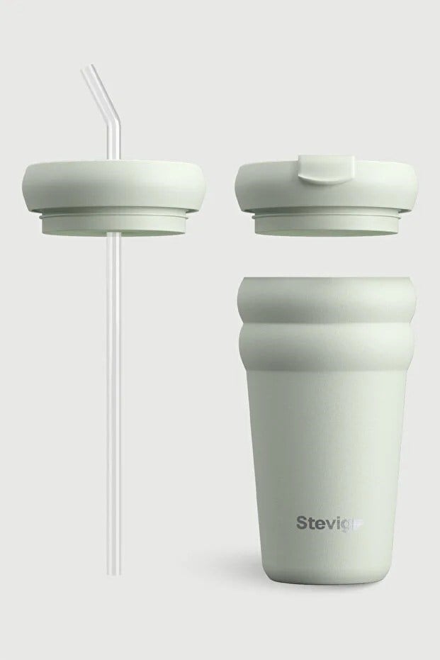 Stevig 3 Bubble Two-Cap Straw Tumbler Çelik Termos Lightest Sky 600 ml - 961110005675