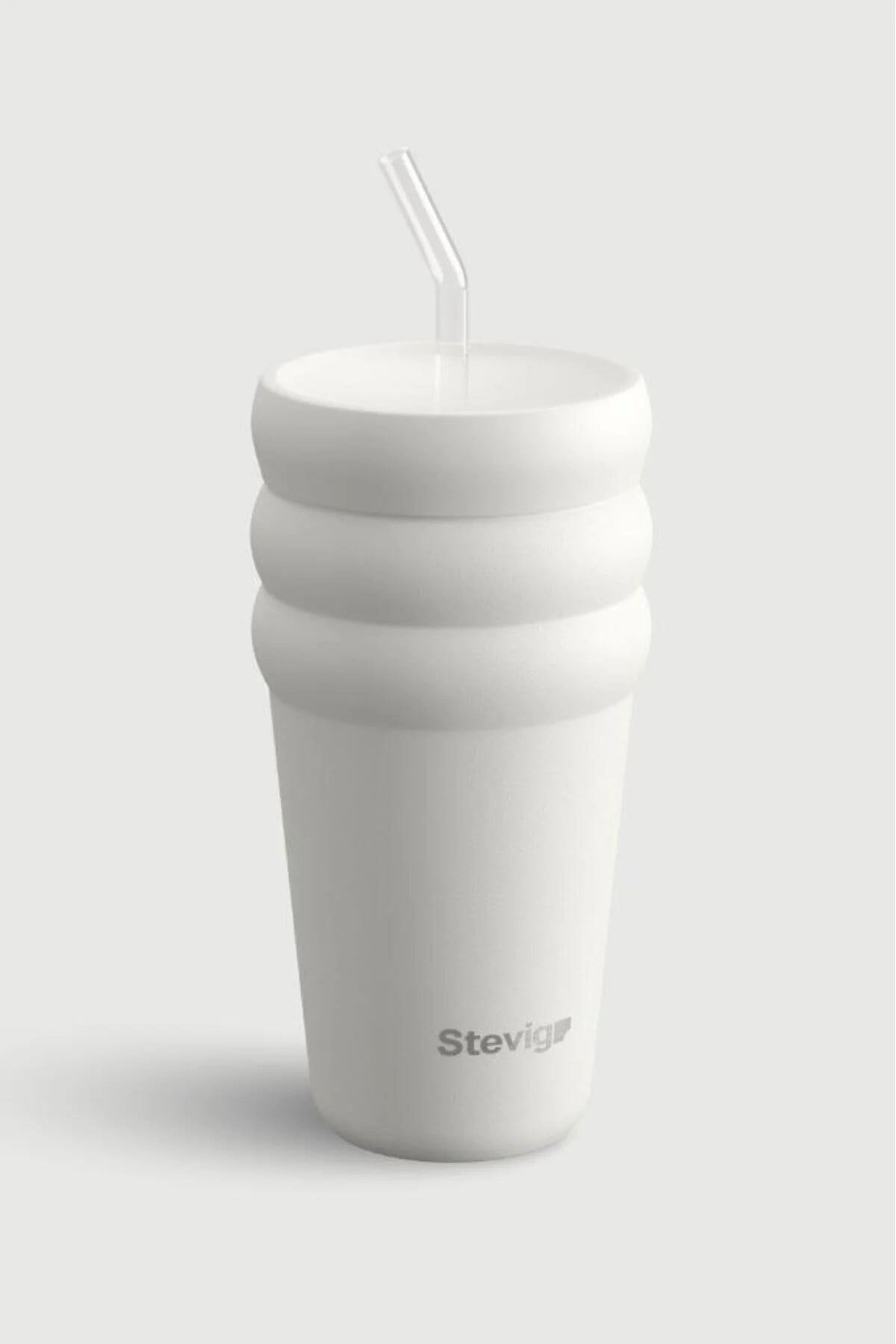 Stevig 3 Bubble Two-Cap Straw Tumbler Çelik Termos White Stone 600 ml - 961110005672