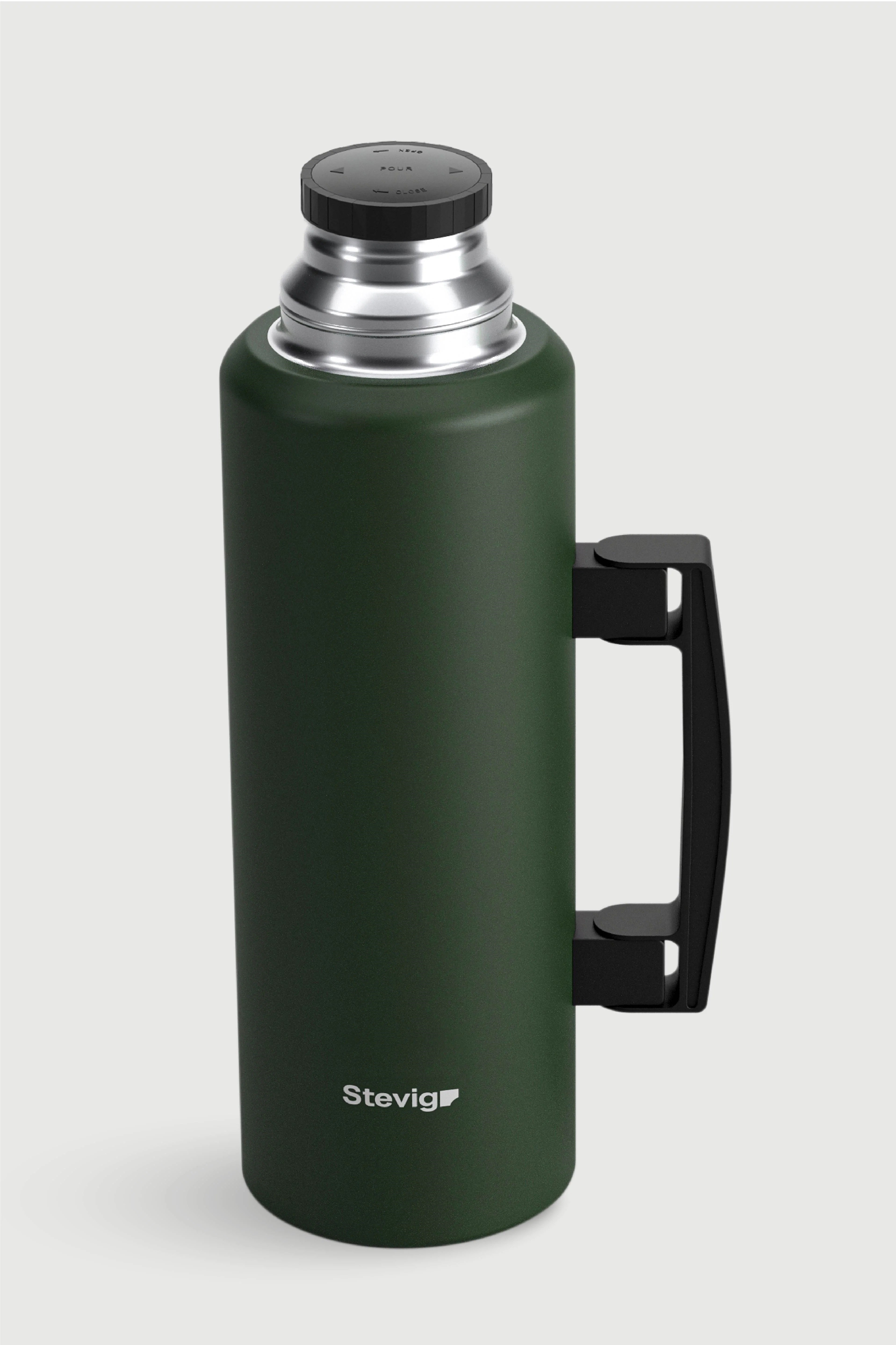 Stevig 4 Camp Klasik Vakumlu Kulplu Çelik Termos Green 1.5 lt - 961110003432