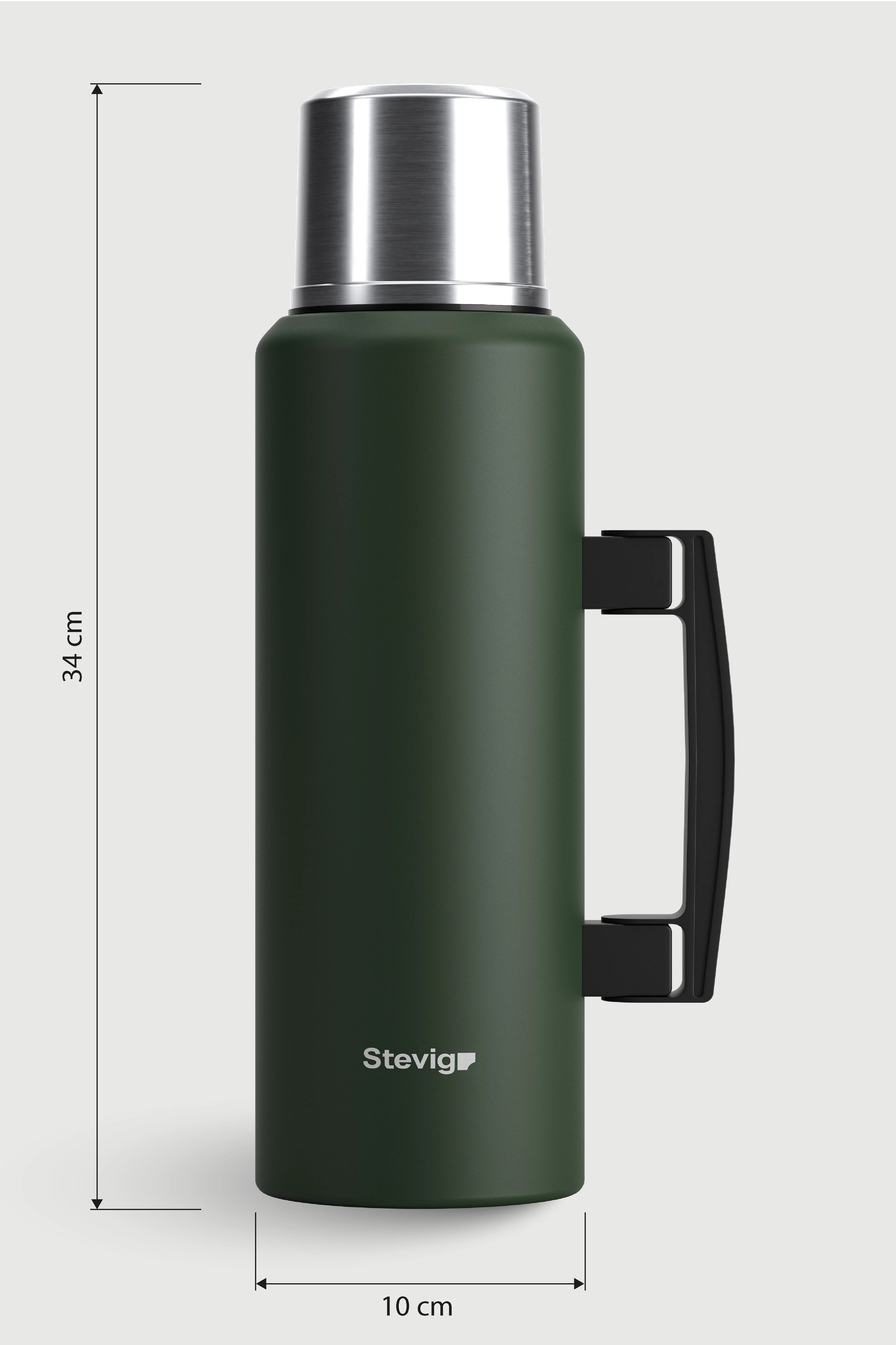Stevig 4 Camp Klasik Vakumlu Kulplu Çelik Termos Green 1.5 lt - 961110003432