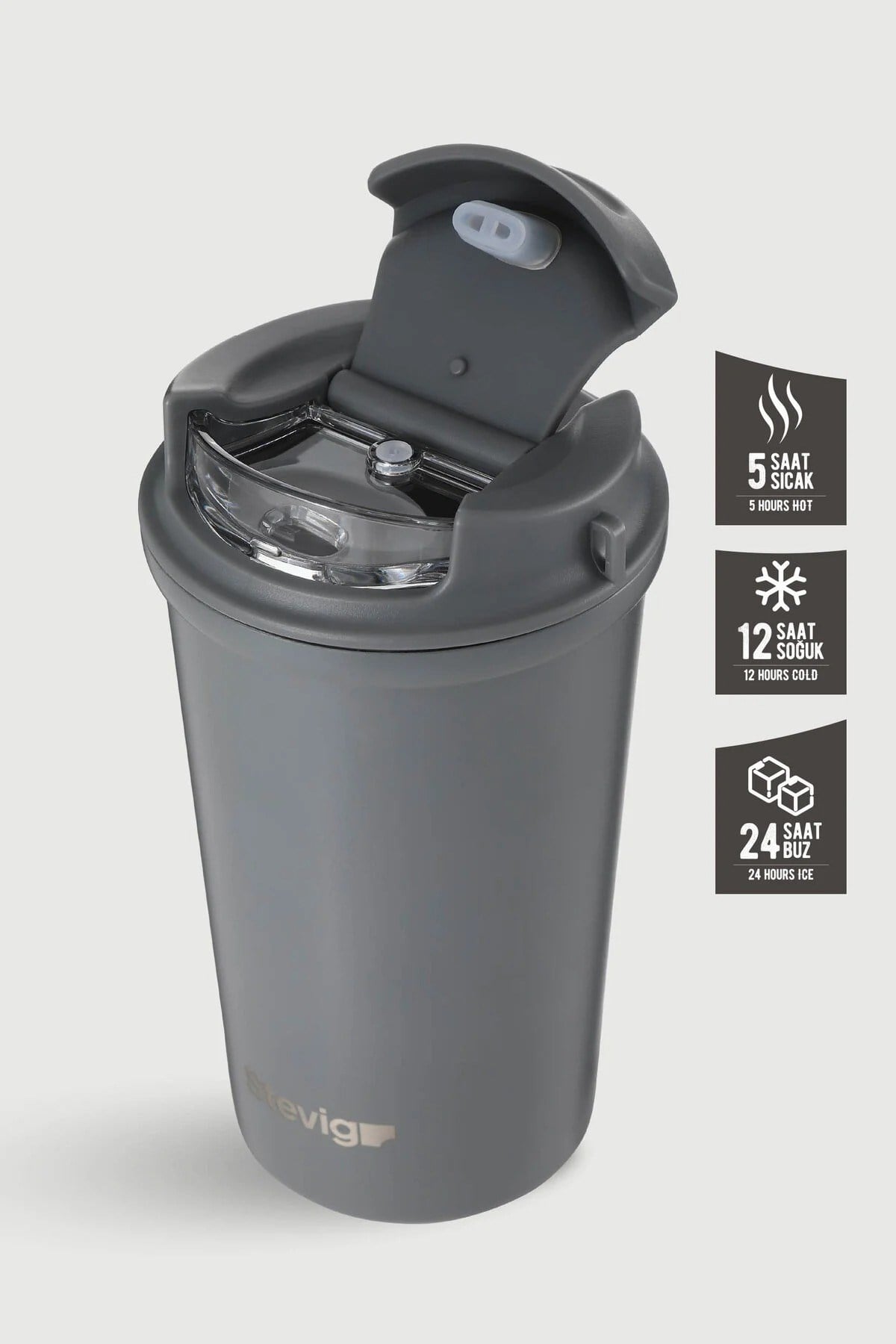 Stevig 4 Work Flip Open Coffee Mug Çelik Termos 400 ml - 961110005687